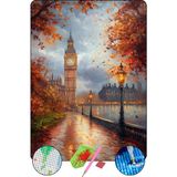 Hondep 5d Elmas Boyama Seti – londra Saat Kulesi | 40X50 cm - Tuvale Gerili Diamond Painting Sayılarla Boyama Elmas Mozaik Tablo - Çok Renkli