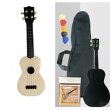 HONER Soprano Ukulele, 4 Telli, Bej Renk, Ahşap Gövde, Mat Kaplama, Naylon Tel, Çanta ve Pena Seti ile Birlikte, 53 x 20 x 8 cm