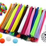 HoneyToys [989 Adet] 720 Adet 24 Renk Yaratıcı Boru Temizleyicileri Şönil Sapı 100 Adet Kayar Gözü 69 Adet Ponpon 100 Adet Çıkartma, Boru Temizleyicileri Sanat ve El Sanatları için Ponponlar