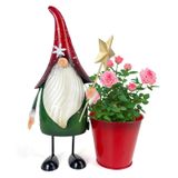HONGLAND Noel Süslemeleri Dış Mekan Metal Gnome Yard Sanat Bahçe Cüceler Heykeli 30 cm Noel Baba Heykelcik Tatil Noel Çim Veranda Avlu Bahçe Dekoru için