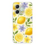 Honor 600 Lite Uyumlu Sulu Boya Limon ve Çiçek Desenli Baskılı Silikon Kılıf