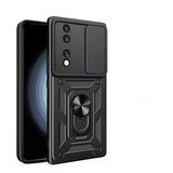 Honor 70 Uyumlu Kılıf Magnetik Standlı Kamera Korumalı Sürgülü Kapak
