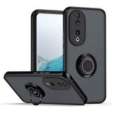 Honor 70 Uyumlu Kılıf Yüzüklü Standlı Extra Darbe Koruma Sert Silikon Kapak - Siyah