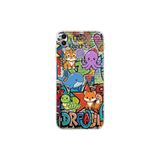 Honor 8C ile Uyumlu Grafiti Mini Tasarımlı Şeffaf Silikon Kılıf