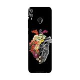 Honor 8C İle Uyumlu Siyah Floral Heart Desenli Silikon Kılıf