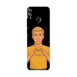 Honor 8C İle Uyumlu Siyah Golden Heart Desenli Silikon Kılıf