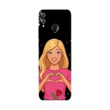 Honor 8C İle Uyumlu Siyah Rose Heart Desenli Silikon Kılıf