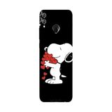 Honor 8C İle Uyumlu Siyah Snoopy Love Desenli Silikon Kılıf