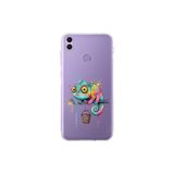 Honor 8C ile Uyumlu Splash Bukalemun Tasarımlı Şeffaf Silikon Kılıf