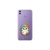 Honor 8C ile Uyumlu Splash Kirpi Tasarımlı Şeffaf Silikon Kılıf