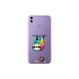Honor 8C ile Uyumlu Splash Tembel Hayvan Tasarımlı Şeffaf Silikon Kılıf