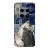 Honor Magic 7 PRO Uyumlu Mavi Kilim Desenli Siyah ve Beyaz At Baskılı Silikon Kılıf