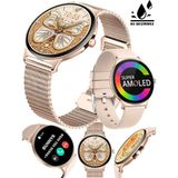 Honor Magic Uyumlu Su Geçirmez Akıllı Saat Metal Kordon Amoled Ekran 1.43 Inç - Gold - 38 mm