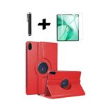 Honor Pad X8b 11 İnç 2026 360 Dönebilen Standlı Tablet Kılıfı Ekran Koruyucu Ve Kalem Seti Kapaklı Kılıf kirmizi