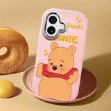 HONTINGA Arka Kılıf Apple iPhone 16 Uyumlu Pembe Silikon Ayıcık Desenli Kamera Korumalı Düşüme Önleyici