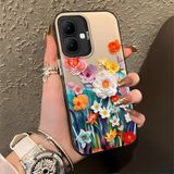 HONTINGA Infinix Smart 10 ile Uyumlu Kılıfı Silikon Kenar Sert Arka Düşüme Önleyici Basitlik Anti Düşme Kamera Korumali Çiçek Desen Telefon Kılıfı Kadın ve Erkek Için Uygundur K1-0859 - 001-Renkli