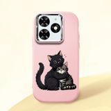 HONTINGA Infinix Smart 8 ile Uyumlu Kılıfı Kamera Korumalı Düşüme Önleyici Basitlik Pembe Yumuşak Silikon Telefon Kılıfı Kedi Desenli K4-0235 - Renkli