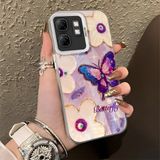 HONTINGA Infinix Smart 9 ile Uyumlu Kılıf Silikon Kenar Sert Arka Kamera Koruyucu Basitlik Anti Düşme Kamera Korumalı Kelebek Desen Couple Telefon Kılıfı Kadın ve Erkek Için Uygundur K1-1329 - Beyaz