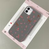 HONTINGA iPhone 11 ile Uyumlu Kılıfı Deri Dokusu Anti Düşme Yumuşak Silikon Telefon Kılıfı Çiçek Desen K7-3077 - Gri