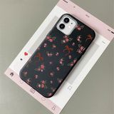 HONTINGA iPhone 11 ile Uyumlu Kılıfı Deri Dokusu Anti Düşme Yumuşak Silikon Telefon Kılıfı Çiçek Desen K7-3077 - Siyah