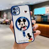 HONTINGA iPhone 11 ile Uyumlu Şeffaf Magsafe Wireless Kılıfı Düşüme Önleyici Basitlik Anti Düşme Kamera Korumali Mickey Desen Yumuşak Silikon Telefon Kılıfı Kadın ve Erkek Için Uygundur K7-2110 - Mavi