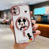 HONTINGA iPhone 11 ile Uyumlu Şeffaf Magsafe Wireless Kılıfı Düşüme Önleyici Basitlik Anti Düşme Kamera Korumali Mickey Desen Yumuşak Silikon Telefon Kılıfı Kadın ve Erkek Için Uygundur K7-2110 - Pembe