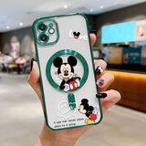 HONTINGA iPhone 11 ile Uyumlu Şeffaf Magsafe Wireless Kılıfı Düşüme Önleyici Basitlik Anti Düşme Kamera Korumali Mickey Desen Yumuşak Silikon Telefon Kılıfı Kadın ve Erkek Için Uygundur K7-2110 - Yeşil