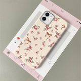 HONTINGA iPhone 12 ile Uyumlu Kılıfı Deri Dokusu Anti Düşme Yumuşak Silikon Telefon Kılıfı Çiçek Desen K7-3077 - Beyaz