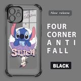 HONTINGA iPhone 12 ile Uyumlu Şeffaf Kılıfı Düşüme Önleyici Basitlik Anti Düşme Kamera Korumali Stitch Desen Yumuşak Silikon Telefon Kılıfı Kadın ve Erkek Için Uygundur K3-0161 - Siyah