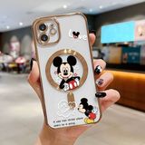 HONTINGA iPhone 12 ile Uyumlu Şeffaf Magsafe Wireless Kılıfı Düşüme Önleyici Basitlik Anti Düşme Kamera Korumali Mickey Desen Yumuşak Silikon Telefon Kılıfı Kadın ve Erkek Için Uygundur K7-2110 - Altın