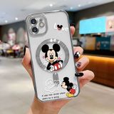 HONTINGA iPhone 12 ile Uyumlu Şeffaf Magsafe Wireless Kılıfı Düşüme Önleyici Basitlik Anti Düşme Kamera Korumali Mickey Desen Yumuşak Silikon Telefon Kılıfı Kadın ve Erkek Için Uygundur K7-2110 - Gümüş