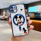 HONTINGA iPhone 12 ile Uyumlu Şeffaf Magsafe Wireless Kılıfı Düşüme Önleyici Basitlik Anti Düşme Kamera Korumali Mickey Desen Yumuşak Silikon Telefon Kılıfı Kadın ve Erkek Için Uygundur K7-2110 - Mavi