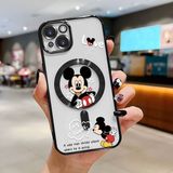 HONTINGA iPhone 14 ile Uyumlu Şeffaf Magsafe Wireless Kılıfı Düşüme Önleyici Basitlik Anti Düşme Kamera Korumali Mickey Desen Yumuşak Silikon Telefon Kılıfı Kadın ve Erkek Için Uygundur K7-2110 - Siyah