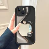 HONTINGA iPhone 14 Plus ile Uyumlu Aynalı Kılıfı Düşüme Önleyici Basitlik Anti Düşme Kamera Korumali Apple Desen Yumuşak Silikon Telefon Kılıfı Kadın ve Erkek Için Uygundur K2-9107 - 001-Renkli