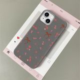 HONTINGA iPhone 14 Plus ile Uyumlu Kılıfı Deri Dokusu Anti Düşme Yumuşak Silikon Telefon Kılıfı Çiçek Desen K7-3077 - Gri