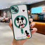 HONTINGA iPhone 14 Plus ile Uyumlu Şeffaf Magsafe Wireless Kılıfı Düşüme Önleyici Basitlik Anti Düşme Kamera Korumali Mickey Desen Yumuşak Silikon Telefon Kılıfı Kadın ve Erkek Için Uygundur K7-2110 - Yeşil