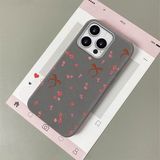 HONTINGA iPhone 14 Pro ile Uyumlu Kılıfı Deri Dokusu Anti Düşme Yumuşak Silikon Telefon Kılıfı Çiçek Desen K7-3077 - Gri