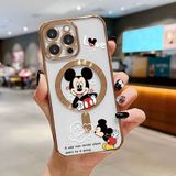 HONTINGA iPhone 14 Pro ile Uyumlu Şeffaf Magsafe Wireless Kılıfı Düşüme Önleyici Basitlik Anti Düşme Kamera Korumali Mickey Desen Yumuşak Silikon Telefon Kılıfı Kadın ve Erkek Için Uygundur K7-2110 - Altın