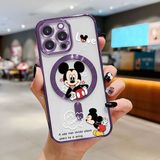 HONTINGA iPhone 14 Pro ile Uyumlu Şeffaf Magsafe Wireless Kılıfı Düşüme Önleyici Basitlik Anti Düşme Kamera Korumali Mickey Desen Yumuşak Silikon Telefon Kılıfı Kadın ve Erkek Için Uygundur K7-2110 - Mor
