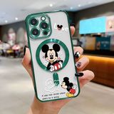 HONTINGA iPhone 14 Pro ile Uyumlu Şeffaf Magsafe Wireless Kılıfı Düşüme Önleyici Basitlik Anti Düşme Kamera Korumali Mickey Desen Yumuşak Silikon Telefon Kılıfı Kadın ve Erkek Için Uygundur K7-2110 - Yeşil
