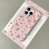 HONTINGA iPhone 14 Pro Max ile Uyumlu Kılıfı Deri Dokusu Anti Düşme Yumuşak Silikon Telefon Kılıfı Çiçek Desen K7-3077 - Pembe