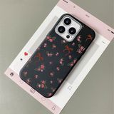 HONTINGA iPhone 14 Pro Max ile Uyumlu Kılıfı Deri Dokusu Anti Düşme Yumuşak Silikon Telefon Kılıfı Çiçek Desen K7-3077 - Siyah