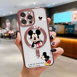 HONTINGA iPhone 14 Pro Max ile Uyumlu Şeffaf Magsafe Wireless Kılıfı Düşüme Önleyici Basitlik Anti Düşme Kamera Korumali Mickey Desen Yumuşak Silikon Telefon Kılıfı Kadın ve Erkek Için Uygundur K7-2110 - Pembe