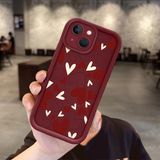 HONTINGA iPhone 15 ile Uyumlu Kılıfı Düşüme Önleyici Basitlik Anti Düşme Kamera Korumali Kalp Bordo Desen Yumuşak Silikon Telefon Kılıfı Kadın ve Erkek Için Uygundur K2-7085 - 001-Renkli