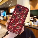 HONTINGA iPhone 15 Plus ile Uyumlu Kılıfı Düşüme Önleyici Basitlik Anti Düşme Kamera Korumali Kalp Bordo Desen Yumuşak Silikon Telefon Kılıfı Kadın ve Erkek Için Uygundur K2-7085 - Renkli