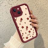 HONTINGA iPhone 15 Plus ile Uyumlu Kılıfı Düşüme Önleyici Basitlik Anti Düşme Kamera Korumali Şirin Rose Desen Bordo Yumuşak Silikon Telefon Kılıfı K2-7184 - 001-Renkli