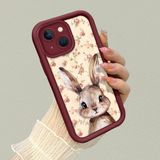 HONTINGA iPhone 15 Plus ile Uyumlu Kılıfı Düşüme Önleyici Basitlik Anti Düşme Kamera Korumali Şirin Rose Desen Bordo Yumuşak Silikon Telefon Kılıfı K2-7184 - Renkli