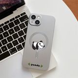 HONTINGA iPhone 15 Plus ile Uyumlu Kılıfı Şeffaf Magsafe Wireless Düşüme Önleyici Basitlik Anti Düşme Kamera Korumali Panda Desen Silikon Telefon Kılıfı Kadın ve Erkek Için Uygundur K7-1092 - Gümüş