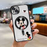 HONTINGA iPhone 15 Plus ile Uyumlu Şeffaf Magsafe Wireless Kılıfı Düşüme Önleyici Basitlik Anti Düşme Kamera Korumali Mickey Desen Yumuşak Silikon Telefon Kılıfı Kadın ve Erkek Için Uygundur K7-2110 - Siyah