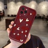 HONTINGA iPhone 15 Pro ile Uyumlu Kılıfı Düşüme Önleyici Basitlik Anti Düşme Kamera Korumali Kalp Bordo Desen Yumuşak Silikon Telefon Kılıfı Kadın ve Erkek Için Uygundur K2-7085 - 001-Renkli